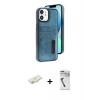 MARSİLYAN™- iPhone 11 Kılıf Yörünge Işık Serisi - Şeffaf Uv Polymer Nano Ekran Koruyucu + Renkli Kamera Lens Koruma Cam - SI