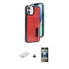 MARSİLYAN™- iPhone 11 Kılıf Yörünge Işık Serisi - Siyah 34D Hayalet Izgaralı Cam + Renkli Kamera Lens Koruma Cam - TU