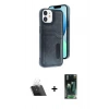 MARSİLYAN™- iPhone 11 Kılıf Yörünge Işık Serisi - Siyah 360 Mat Full Body Arka Koruyucu + Kamera Lens Koruma Cam - SF