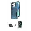 MARSİLYAN™- iPhone 11 Kılıf Yörünge Işık Serisi - Siyah 360 Mat Full Body Arka Koruyucu + Kamera Lens Koruma Cam - SF