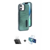 MARSİLYAN™- iPhone 11 Kılıf Yörünge Işık Serisi - Siyah 3D Antistatik Cam Ekran Koruyucu + Kamera Lens Koruma Cam - SF