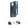 MARSİLYAN™- iPhone 11 Kılıf Yörünge Işık Serisi - Siyah 3D Antistatik Cam Ekran Koruyucu + Kamera Lens Koruma Cam - SF