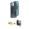 MARSİLYAN™- iPhone 11 Kılıf Yörünge Işık Serisi - Siyah 3D Antistatik Mat Seramik Nano Ekran Koruyucu + Rainbow Kamera Lens Koruma Cam - KI