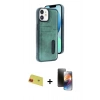 MARSİLYAN™- iPhone 11 Kılıf Yörünge Işık Serisi - Siyah 3D Antistatik Mat Seramik Nano Ekran Koruyucu + Rainbow Kamera Lens Koruma Cam - KI