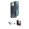 MARSİLYAN™- iPhone 11 Kılıf Yörünge Işık Serisi - Siyah 3D Antistatik Mat Seramik Nano Ekran Koruyucu + Pers Alüminyum Kamera Lens - LT
