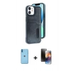 MARSİLYAN™- iPhone 11 Kılıf Yörünge Işık Serisi - Siyah 3D Antistatik Mat Seramik Nano Ekran Koruyucu + Neon Fosforlu Kamera Lens - MI