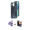 MARSİLYAN™- iPhone 11 Kılıf Yörünge Işık Serisi - Siyah 3D Antistatik Mat Seramik Nano Ekran Koruyucu + Raze Metal Kamera Lens - MR