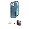 MARSİLYAN™- iPhone 11 Kılıf Yörünge Işık Serisi - Siyah 3D Antistatik Mat Seramik Nano Ekran Koruyucu + Renkli Kamera Lens Koruma Cam - SI