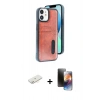 MARSİLYAN™- iPhone 11 Kılıf Yörünge Işık Serisi - Siyah 3D Antistatik Mat Seramik Nano Ekran Koruyucu + Renkli Kamera Lens Koruma Cam - SI