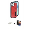 MARSİLYAN™- iPhone 11 Kılıf Yörünge Işık Serisi - Siyah 3D Antistatik Mat Seramik Nano Ekran Koruyucu + Renkli Kamera Lens Koruma Cam - SI