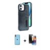 MARSİLYAN™- iPhone 11 Kılıf Yörünge Işık Serisi - Siyah 3D Antistatik Mat Seramik Nano Ekran Koruyucu + Neon Fosforlu Kamera Lens - TU