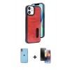 MARSİLYAN™- iPhone 11 Kılıf Yörünge Işık Serisi - Siyah 3D Antistatik Mat Seramik Nano Ekran Koruyucu + Neon Fosforlu Kamera Lens - TU