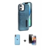 MARSİLYAN™- iPhone 11 Kılıf Yörünge Işık Serisi - Siyah 3D Antistatik Mat Seramik Nano Ekran Koruyucu + Neon Fosforlu Kamera Lens - TU