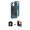 MARSİLYAN™- iPhone 11 Kılıf Yörünge Işık Serisi - Siyah 3D Antistatik Mat Seramik Nano Ekran Koruyucu + PVD Metal Kamera Lens - YL