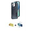 MARSİLYAN™- iPhone 11 Kılıf Yörünge Işık Serisi - Siyah 3D Antistatik Seramik Nano Ekran Koruyucu + Rainbow Kamera Lens Koruma Cam - KI