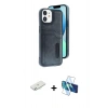 MARSİLYAN™- iPhone 11 Kılıf Yörünge Işık Serisi - Siyah 3D Antistatik Seramik Nano Ekran Koruyucu + Renkli Kamera Lens Koruma Cam - SI