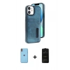 MARSİLYAN™- iPhone 11 Kılıf Yörünge Işık Serisi - Siyah 6D Antistatik Mat Seramik Hayalet Nano Ekran Koruyucu + Neon Fosforlu Kamera Lens - TU
