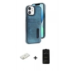 MARSİLYAN™- iPhone 11 Kılıf Yörünge Işık Serisi - Siyah 6D Antistatik Mat Seramik Hayalet Nano Ekran Koruyucu + Renkli Kamera Lens Koruma Cam - TU
