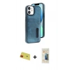 MARSİLYAN™- iPhone 11 Kılıf Yörünge Işık Serisi - Siyah 6D Mat Seramik Hayalet Nano Ekran Koruyucu + Rainbow Kamera Lens Koruma Cam - KI
