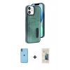 MARSİLYAN™- iPhone 11 Kılıf Yörünge Işık Serisi - Siyah 6D Mat Seramik Hayalet Nano Ekran Koruyucu + Neon Fosforlu Kamera Lens - MI