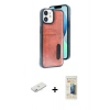 MARSİLYAN™- iPhone 11 Kılıf Yörünge Işık Serisi - Siyah 6D Mat Seramik Hayalet Nano Ekran Koruyucu + Renkli Kamera Lens Koruma Cam - PE