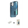 MARSİLYAN™- iPhone 11 Kılıf Yörünge Işık Serisi - Siyah 6D Mat Seramik Hayalet Nano Ekran Koruyucu + Renkli Kamera Lens Koruma Cam - PE