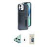 MARSİLYAN™- iPhone 11 Kılıf Yörünge Işık Serisi - Siyah 6D Mat Seramik Hayalet Nano Ekran Koruyucu + Raze Metal Kamera Lens - MI