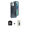 MARSİLYAN™- iPhone 11 Kılıf Yörünge Işık Serisi - Siyah 6D Mat Seramik Hayalet Nano Ekran Koruyucu + PVD Metal Kamera Lens - TU