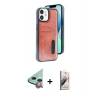 MARSİLYAN™- iPhone 11 Kılıf Yörünge Işık Serisi - Siyah Bilvis 3D Mat Cam Ekran Koruyucu + Raze Metal Kamera Lens - KI