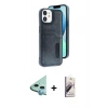 MARSİLYAN™- iPhone 11 Kılıf Yörünge Işık Serisi - Siyah Bilvis 3D Mat Cam Ekran Koruyucu + Raze Metal Kamera Lens - MI