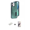 MARSİLYAN™- iPhone 11 Kılıf Yörünge Işık Serisi - Siyah Bilvis 3D Mat Cam Ekran Koruyucu + Renkli Kamera Lens Koruma Cam - SI