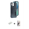 MARSİLYAN™- iPhone 11 Kılıf Yörünge Işık Serisi - Siyah Bilvis 3D Mat Cam Ekran Koruyucu + Renkli Kamera Lens Koruma Cam - SI