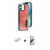 MARSİLYAN™- iPhone 11 Kılıf Yörünge Işık Serisi - Siyah Bilvis 3D Mat Cam Ekran Koruyucu + Renkli Kamera Lens Koruma Cam - SI