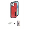 MARSİLYAN™- iPhone 11 Kılıf Yörünge Işık Serisi - Siyah Bilvis 3D Mat Cam Ekran Koruyucu + Renkli Kamera Lens Koruma Cam - SI