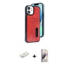 MARSİLYAN™- iPhone 11 Kılıf Yörünge Işık Serisi - Siyah Bilvis 3D Mat Cam Ekran Koruyucu + Renkli Kamera Lens Koruma Cam - SI