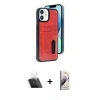 MARSİLYAN™- iPhone 11 Kılıf Yörünge Işık Serisi - Siyah Bilvis 3D Mat Cam Ekran Koruyucu + Kamera Lens Koruma Cam - SF