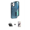 MARSİLYAN™- iPhone 11 Kılıf Yörünge Işık Serisi - Siyah Bilvis 3D Mat Cam Ekran Koruyucu + Kamera Lens Koruma Cam - SF