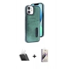 MARSİLYAN™- iPhone 11 Kılıf Yörünge Işık Serisi - Siyah Bilvis 3D Mat Cam Ekran Koruyucu + Kamera Lens Koruma Cam - SF