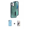 MARSİLYAN™- iPhone 11 Kılıf Yörünge Işık Serisi - Siyah Bilvis 3D Mat Cam Ekran Koruyucu + Neon Fosforlu Kamera Lens - TU