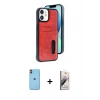 MARSİLYAN™- iPhone 11 Kılıf Yörünge Işık Serisi - Siyah Bilvis 3D Mat Cam Ekran Koruyucu + Neon Fosforlu Kamera Lens - TU