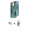 MARSİLYAN™- iPhone 11 Kılıf Yörünge Işık Serisi - Siyah Bilvis 3D Mat Cam Ekran Koruyucu + Pers Alüminyum Kamera Lens - YL