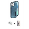 MARSİLYAN™- iPhone 11 Kılıf Yörünge Işık Serisi - Siyah Bilvis 3D Mat Cam Ekran Koruyucu + Pers Alüminyum Kamera Lens - YL