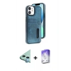 MARSİLYAN™- iPhone 11 Kılıf Yörünge Işık Serisi - Siyah Bilvis 5in1 3D Magic Cam Ekran Koruyucu + Raze Metal Kamera Lens - MI