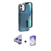 MARSİLYAN™- iPhone 11 Kılıf Yörünge Işık Serisi - Siyah Bilvis 5in1 3D Magic Cam Ekran Koruyucu + Raze Metal Kamera Lens - MR