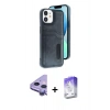 MARSİLYAN™- iPhone 11 Kılıf Yörünge Işık Serisi - Siyah Bilvis 5in1 3D Magic Cam Ekran Koruyucu + Raze Metal Kamera Lens - MR