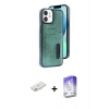 MARSİLYAN™- iPhone 11 Kılıf Yörünge Işık Serisi - Siyah Bilvis 5in1 3D Magic Cam Ekran Koruyucu + Renkli Kamera Lens Koruma Cam - PE