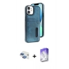 MARSİLYAN™- iPhone 11 Kılıf Yörünge Işık Serisi - Siyah Bilvis 5in1 3D Magic Cam Ekran Koruyucu + Pers Alüminyum Kamera Lens - GI
