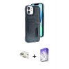 MARSİLYAN™- iPhone 11 Kılıf Yörünge Işık Serisi - Siyah Bilvis 5in1 3D Magic Cam Ekran Koruyucu + Pers Alüminyum Kamera Lens - GD