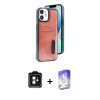 MARSİLYAN™- iPhone 11 Kılıf Yörünge Işık Serisi - Siyah Bilvis 5in1 3D Magic Cam Ekran Koruyucu + PVD Metal Kamera Lens - MI