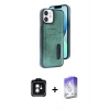 MARSİLYAN™- iPhone 11 Kılıf Yörünge Işık Serisi - Siyah Bilvis 5in1 3D Magic Cam Ekran Koruyucu + PVD Metal Kamera Lens - YL